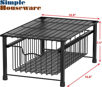 Simple Houseware Stackable 3 Tier Sliding Basket Organizer Drawer, Chrome