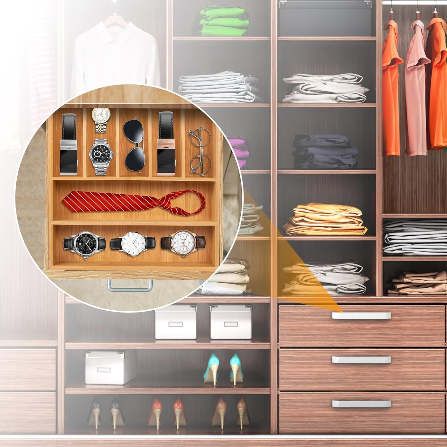 Kitchen Silverware Drawer Organizer and Storage Flatware Cutlery Utensil Holder Spice Rack Containers Bathroom Counter Cabinet Office Desk Makeup Drawer Tray Kitchen and Dining Tools Decor Accessories