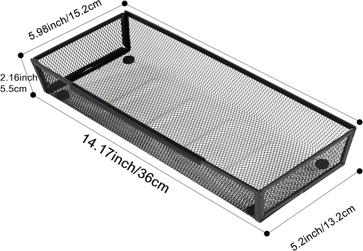 Mesh Tray Silverware Drawer Organizer, Utensil Cutlery Tray Office Supplies with Interlocking Arm Drawer Dividers Organizer for Flatware, Knives,Home,Office, School,Bedroom 12X6'' Black