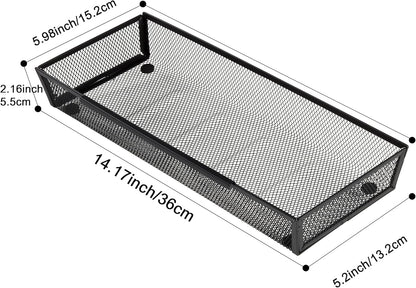 Mesh Tray Silverware Drawer Organizer, Utensil Cutlery Tray Office Supplies with Interlocking Arm Drawer Dividers Organizer for Flatware, Knives,Home,Office, School,Bedroom 12X6'' Black