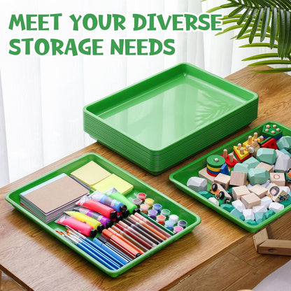 Hoteam 10 Pcs Flat Storage Organizer Tray Bin Paper Tray for Classroom Plastic Stackable File Organizer for School Office Teacher Book Organization(Clear,13.78 x 9.84 x 3.15 Inch)
