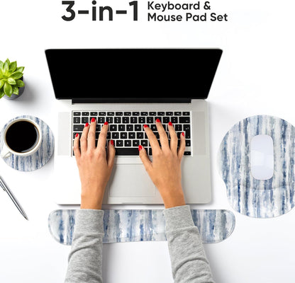 Ergonomic Keyboard Mouse Pad Wrist Rest Support Set for Laptop/Computer/Desktop,Memory Foam Hand Rest Wrist Cushion for Gaming/Office,Lightweight Comfortable & Pain Relief (Flowers)