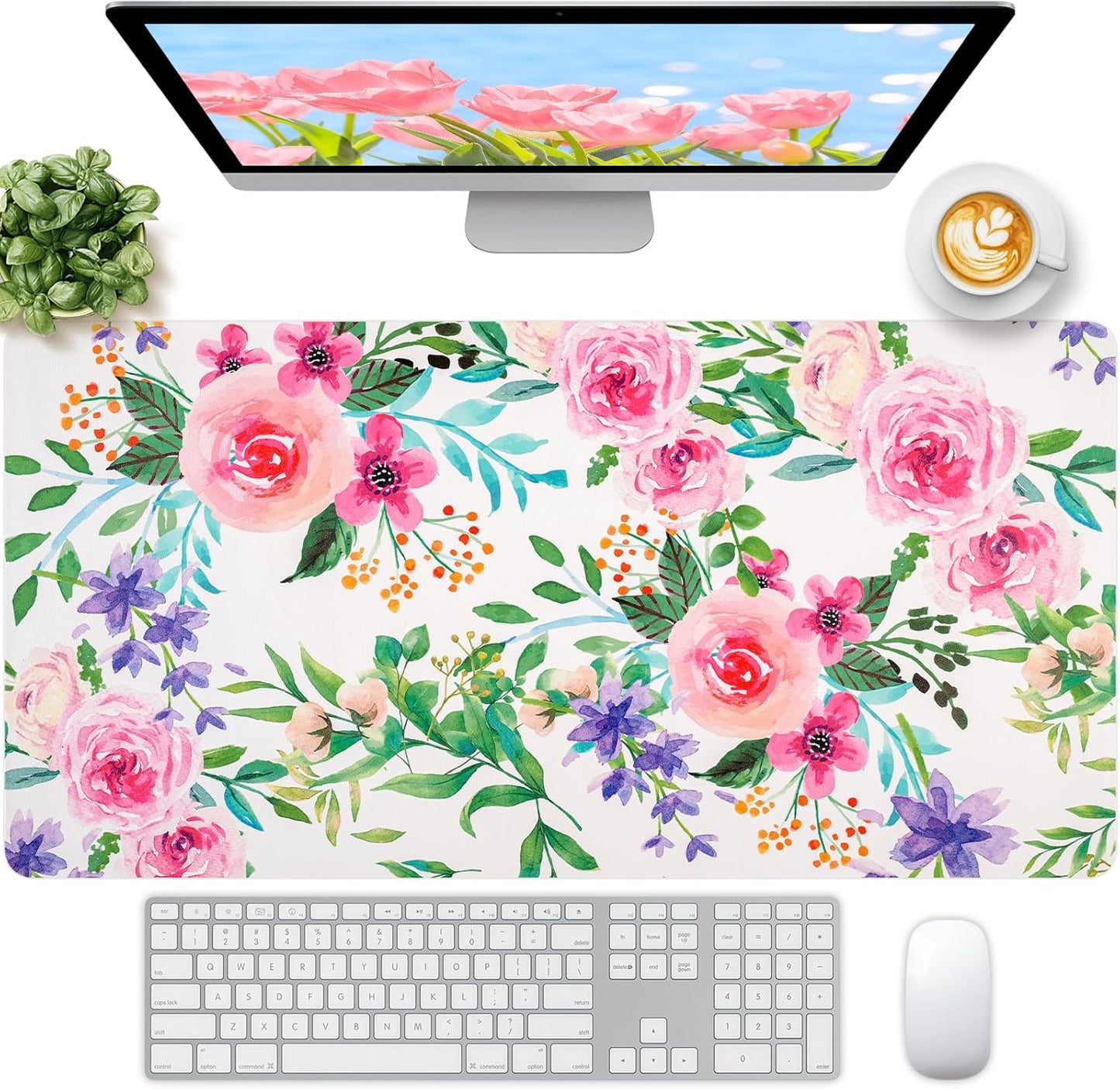 Wrist Rest for Computer Keyboard and Mouse, Ergonomic Design Wrist Support Pad for Keyboard, Soft Memory Foam Desk Pads Support Hand and Arm Easy Typing Pain Relief, 2 Piece Pad, Cream Pink