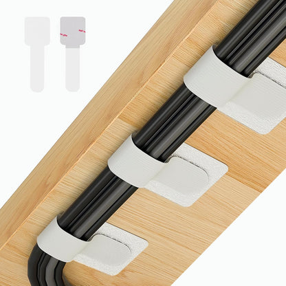 Abnii 50 PCS Hook and Loop Cable Ties, Under Desk Cable Management, Self Adhesive Cable Tidy Clips Straps, Sticky-Back Cord Organizer, Wire Organizer for TV PC Laptop Ethernet Desktop, Black