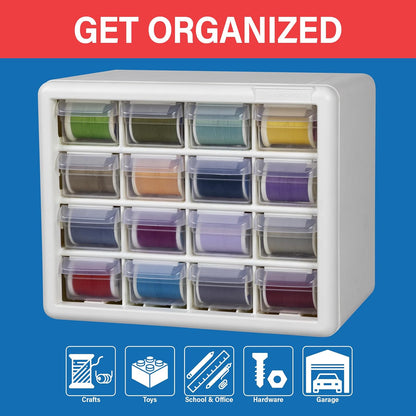 Akro-Mils 24-Drawer Plastic Drawer Storage Cabinet for Garage Organization, Bead Organizer, Building Bricks Storage, Teacher Toolbox, Makeup Organizer, 20" W x 6" D x 16" H, 10124 Black