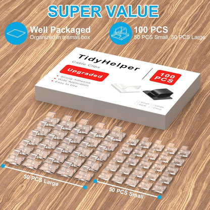 Under Desk Cable Management Clips, Wire Organizer Clips for PC Network Cable Mamagement, Large Adhesive Cable Clips Wire Holders (Computer, TV, Ethernet, Electric Wires), White, 20 PCS