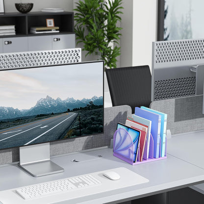 gianotter Desktop File Organizer, Desk Organizer with 5 Compartments, Paper Organizer for Desk, Workspace Organizers for Office Supplies (Black, Upright Style)
