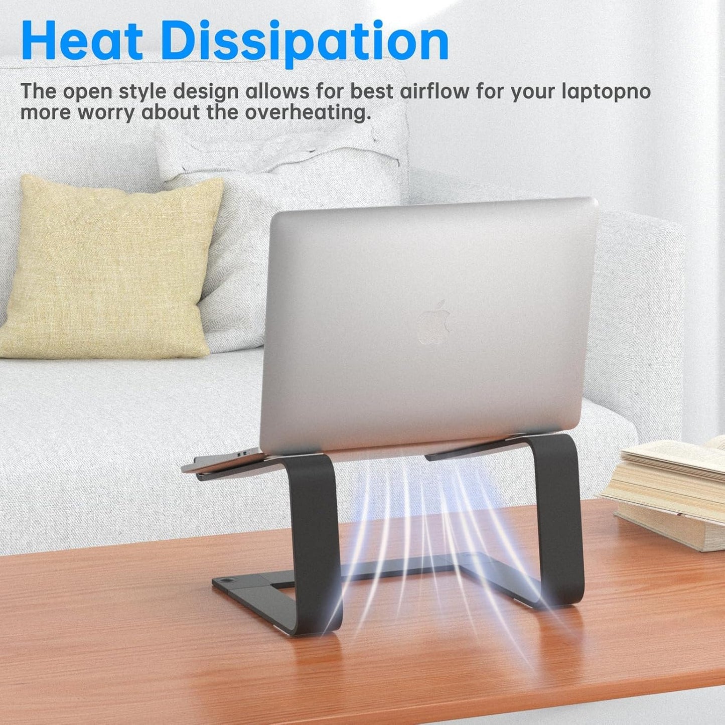 GleYo Laptop Stand for Desk Portable Computer Riser Metal Notebook Holder Printer Stand Office Desk Accessories Compatible with MacBook Air, Pro, Dell, HP, Lenovo and All 10-16" Laptops, Silver
