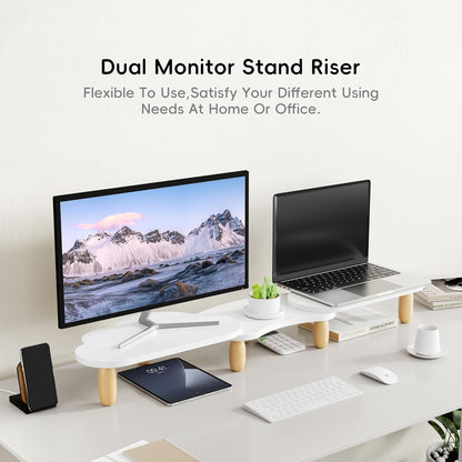 AFOOYO Monitor Stand Riser,31.5-Inch LED Light Wood Computer Monitor Stand with Adjustable Acrylic Legs,Desk Accessories Desktop Organizer Stand for, Computer,Laptop,Printer,PC TV Screen Riser,Black