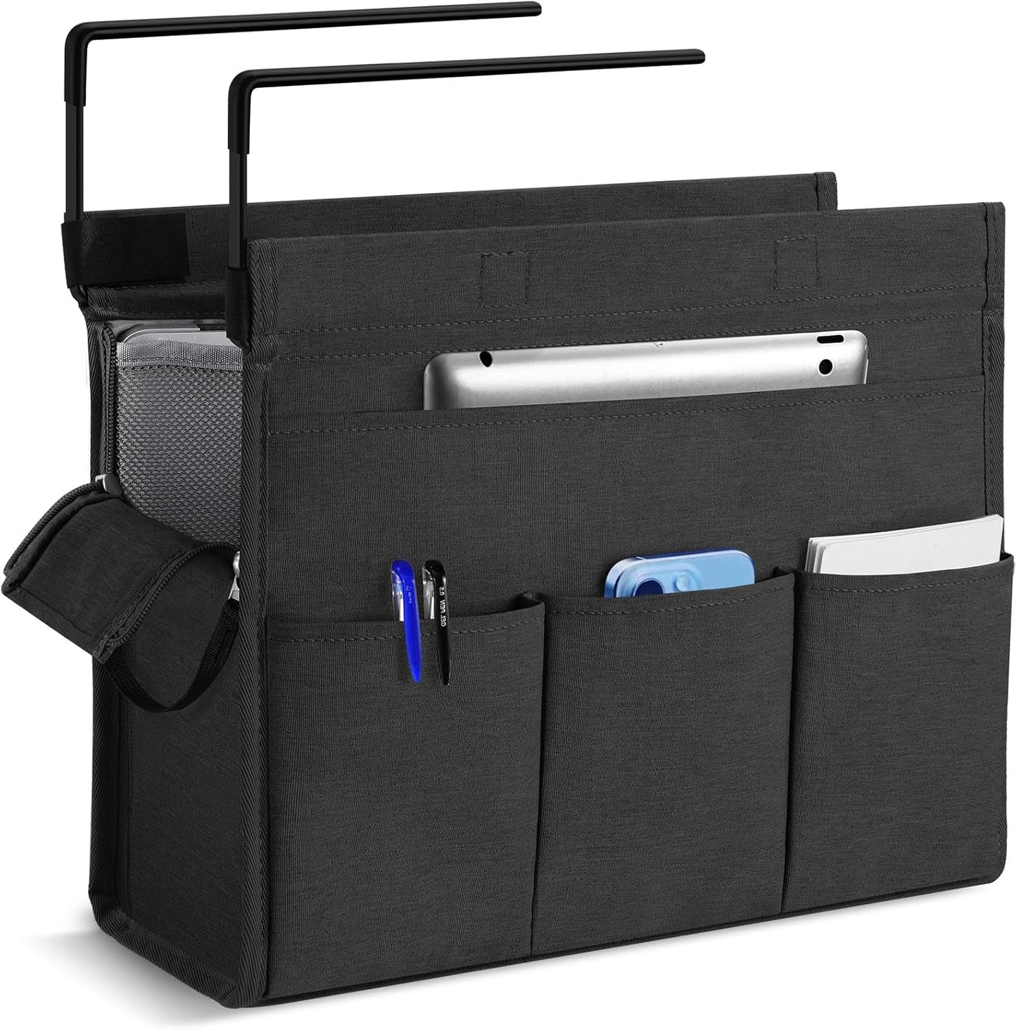 MASTLU Under Desk Hanging Storage Bag, Desk Organizer Storage, Office Side Storage Bag, Compatible with A4 Files, Detachable Handle Design, No Assembly Required, For Office Home School (Black)