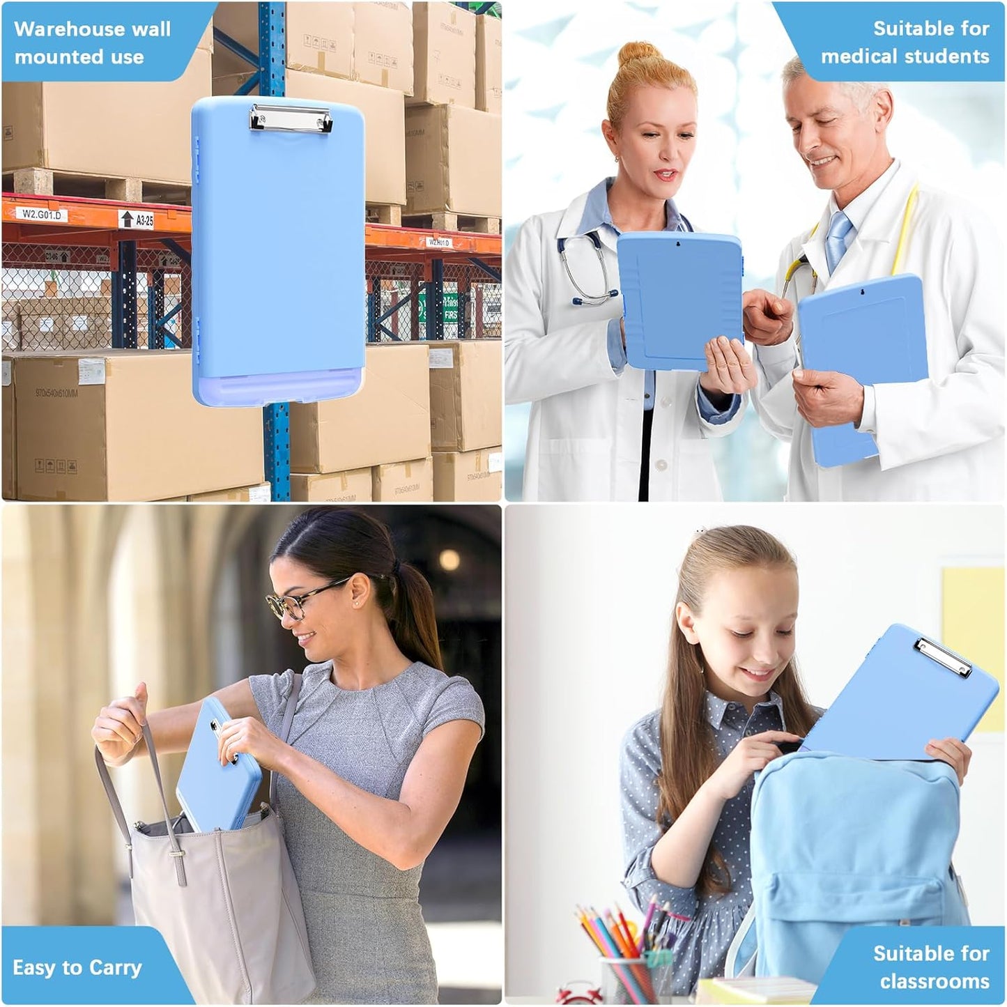 Hongri Clipboard with Storage with Pen Holder, Folder Nursing Clip Board 8.5 x 11 Foilo-Side Opening, High Capacity, Light Weight for Teachers, Classroom. Size 14 x 9.6 x 1.2 in(Pink)