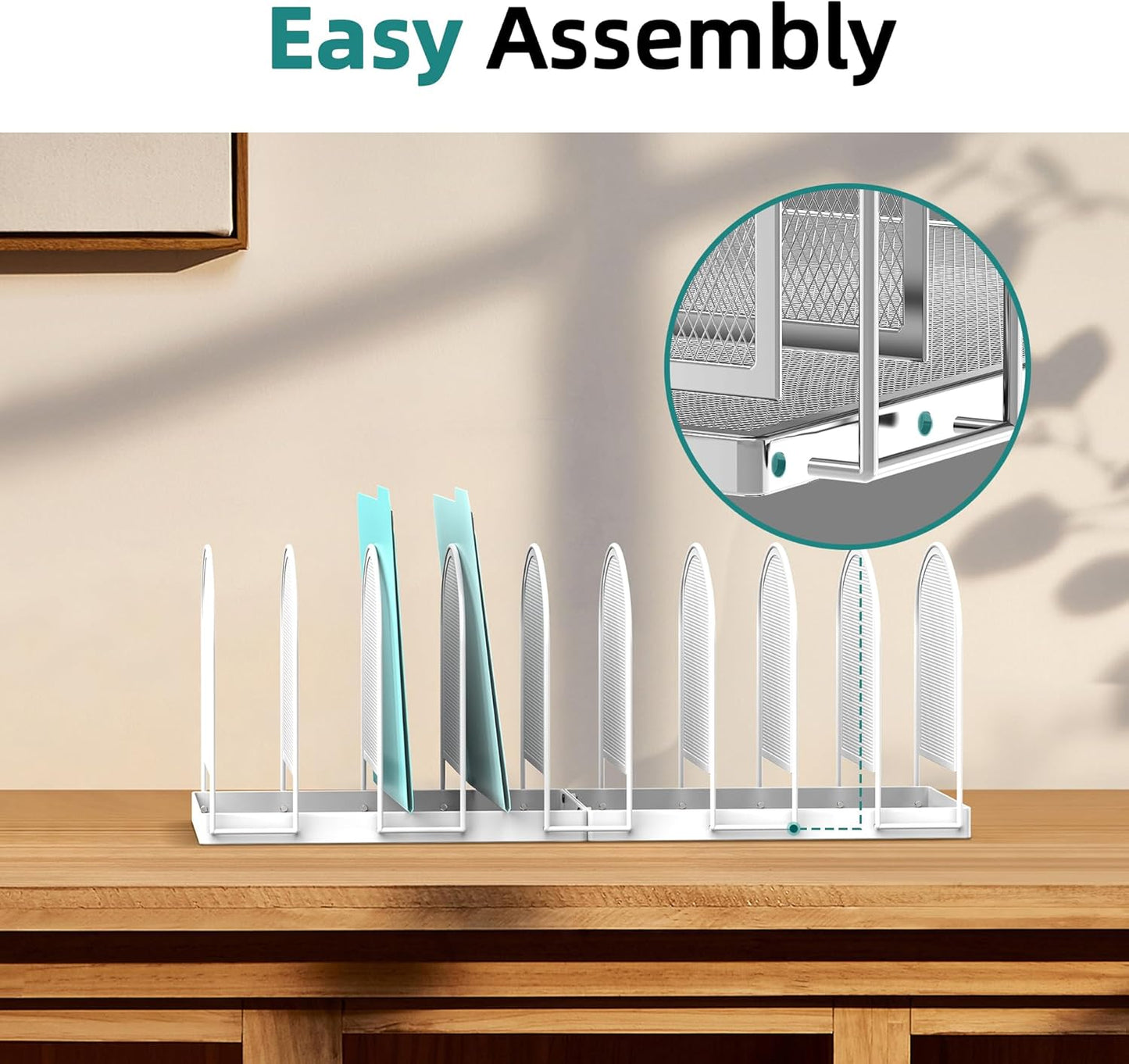 SUPEASY File Organizer for Desk, 5-Section Mesh Desk Organizer, Vertical File Holder Desktop Organizer File Sorter, File Folder Holder for Office Supplies, Black