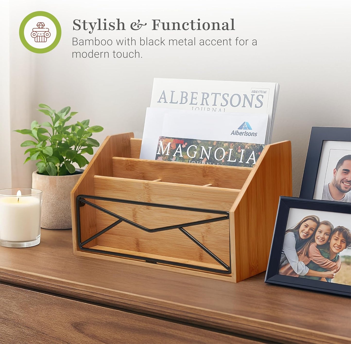 Prosumer's Choice Bamboo Desk Organizer for Office and Home – Natural Bamboo Mail Organizer for Countertop - Wooden Desktop Organizer for Mail, Files, Letters, and Tabletop Storage