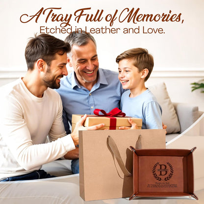 Personalized Engraved Leather Tray for Men with Engraved Name, PU Leather Valet Organizer for Dad, Custom Gift for Him, Custom Catchall Tray for Desk, Office, Accessories Travel Organizer for Men
