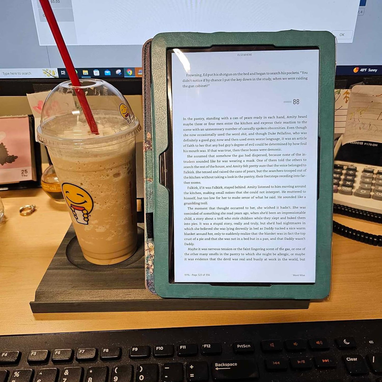 LITIVY Wooden Book Holder with Drink Holder, Wooden Triangle Bookmark Reading Rest with Slotted, Book Display Bookmark Book Holder Decor for Coffee and Book Lover Gifts (Greenish Gray)