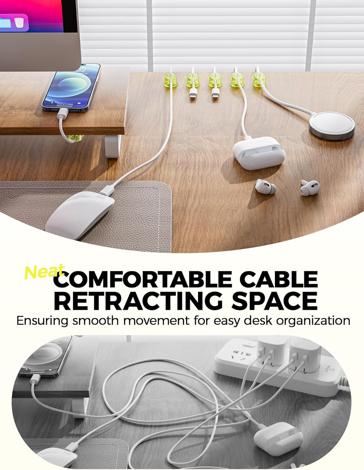 9 Pack Magnetic Cable Clips - gliship [Upgraded 360° Rotatable] Cord Organizer, Strong Magnetic Cord Holder, Adhesive Wire Keeper, Phone Cord Holder, Nightstand Wire Keeper Desk Decor, Tidy Helper