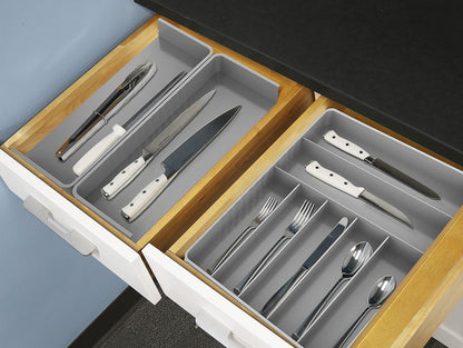 Simple Houseware Expandable & Adjustable Cutlery Drawer Organizer - Large Utensil and Flatware Tray for Kitchen Drawers, White