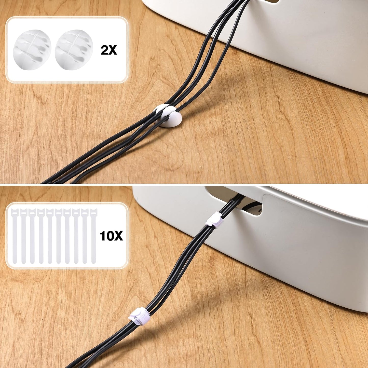 Cable Management Box - Large Cord Organizer Box to Hide Power Strip & Under Desk, TV Computer Wires Cable Organizer Box with Baby Proofs, Desk Cord Organizer for Home/Office - Black