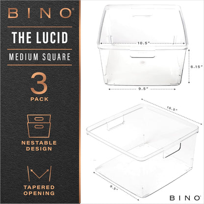 BINO | Plastic Storage Bins, X-Small - 5 Pack | THE LUCID COLLECTION | Multi-Use Built-In Handles BPA-Free Clear Storage Containers | Fridge Organizer | Pantry & Home Organization