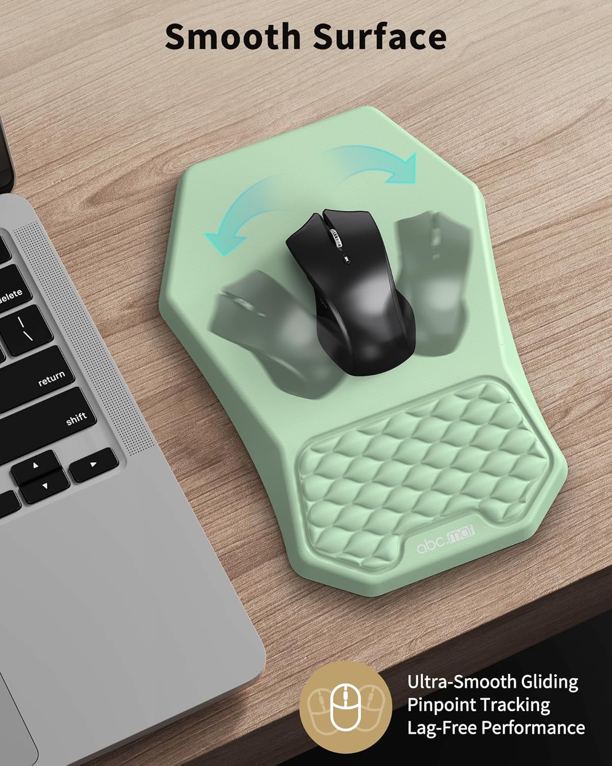 Ergonomic Mouse Pad and Keyboard Wrist Rest Support Set, Massage Design Mousepad for Carpal Tunnel Pain Relief, Memory Foam, Non-Slip PU Base for Computer Desk, Baby Blue