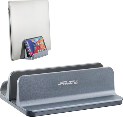 JARLINK 2-in-1 Design Vertical Laptop Stand Holder, Aluminum Laptop Stand for Desk with Adjustable Dock, Space-Saving Organizer Compatible with All MacBook, Samsung, HP, Dell, Chrome Book,Silver