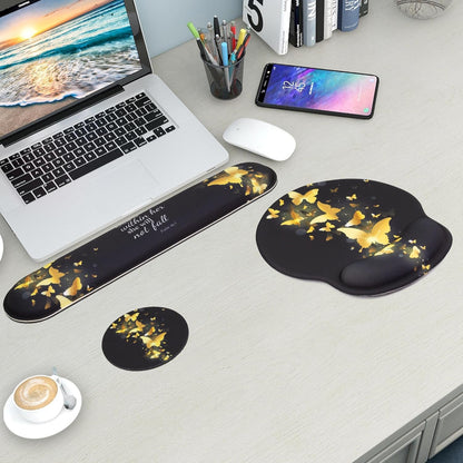 Mouse Pad and Keyboard Wrist Rest Support, with Non-Slip PU Base,Gel Mouse Pad with Coaster,Pain Relief for Gaming, Computer,Office -Beach