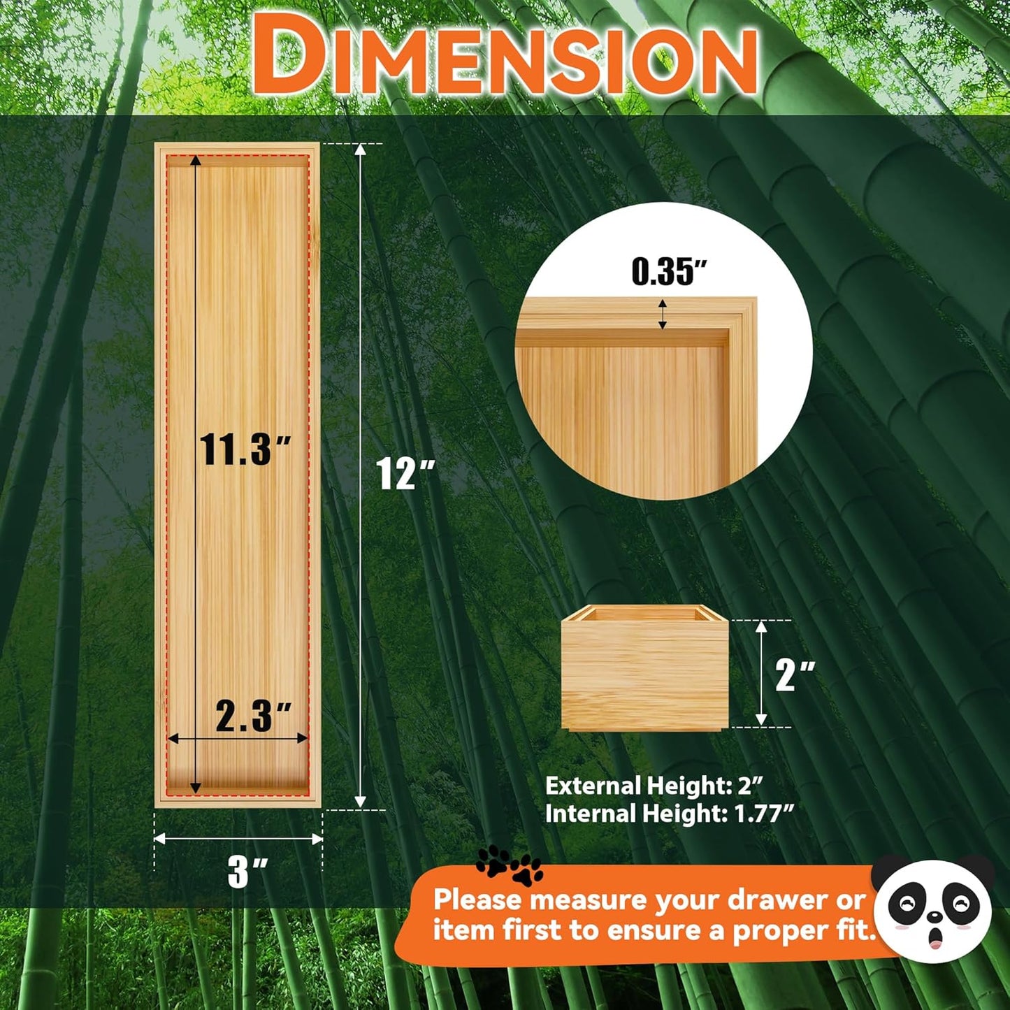 Lixple Bamboo Drawer Organizer, Cutlery Silverware Organizer for Kitchen Drawer, Stackable Utensil Organizer, 2 Pcs Flatware Organizer for Drawer, Wooden Storage Box Tray (Bamboo, 9 X 6 X 2 Inch)