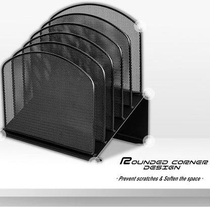 Desktop File Organizers 2 Pack Inclined Document Holders 5 Section Office Supplies Mesh Vertical File Sorters Metal File Storages (2)