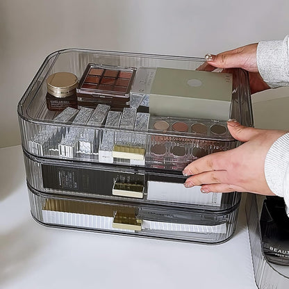 Stackable Cosmetics Organizer Drawers, Bathroom Vanity Makeup Organizers and Storage, Ideal for Desk and Dresser Countertops, Great for Palette, Skincare, Lipsticks, Nail Care. Green