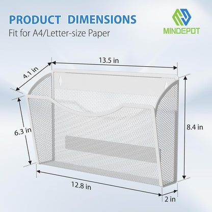 MINDEPOT Wall File Organizer,Hanging Wall Mounted File Folder Binder Holder Mail Organizer for Office,Home and School Supplies