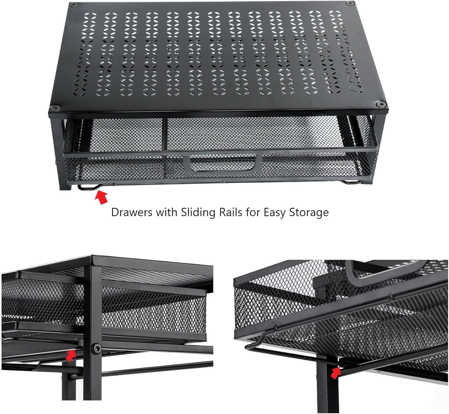 Metal Computer Stand for Desk,Monitor Riser with Drawer ,Desktop Stand for Laptop,Printer and Monitor,Black