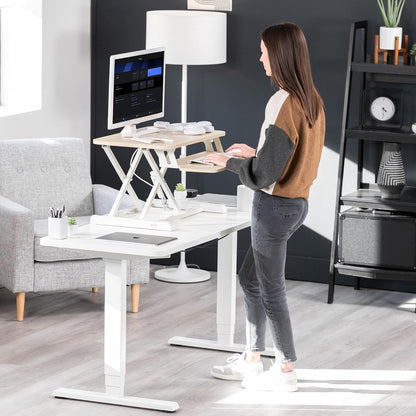 VIVO 26 inch Desk Converter, K Series, Height Adjustable Sit to Stand Riser, Dual Monitor and Laptop Workstation with Keyboard Tray, Black, DESK-V026KB