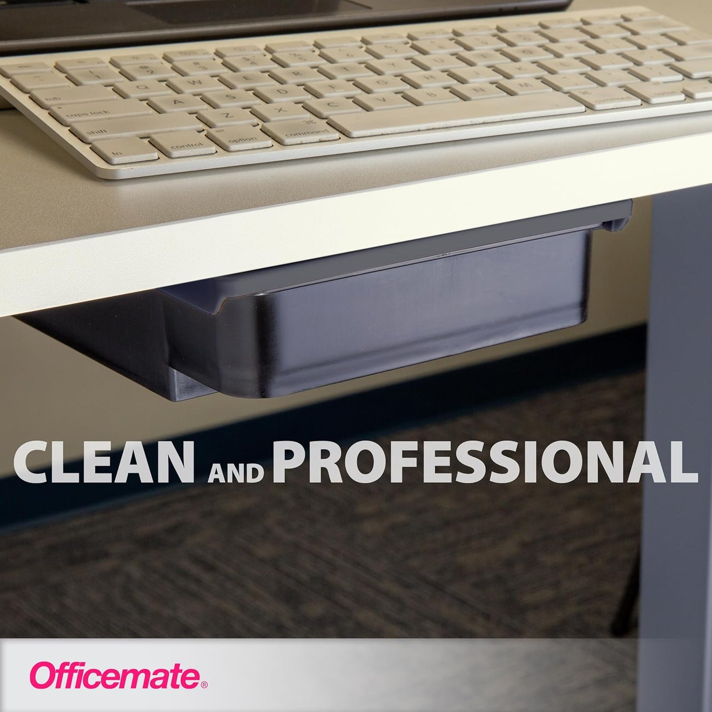 Officemate Large Self-Adhesive Under Desk Drawer, White, 12.5" x 10.75" x 1.875" (22556)