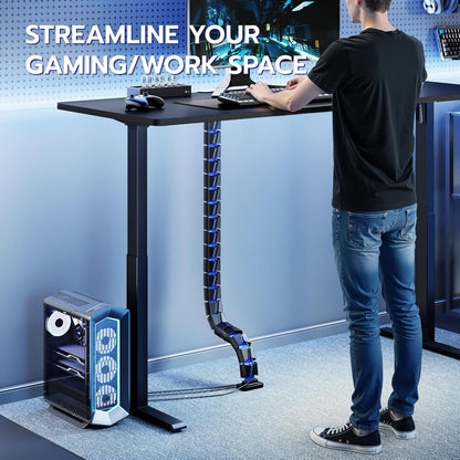 ARES WING Under Desk Cable Management Spine, Magnetic Vertebrae Cable Management for Standing Desk, Length Adjustable Cord Organizer with 20 Modular Vertebrae for Office and Gaming Desks, Red