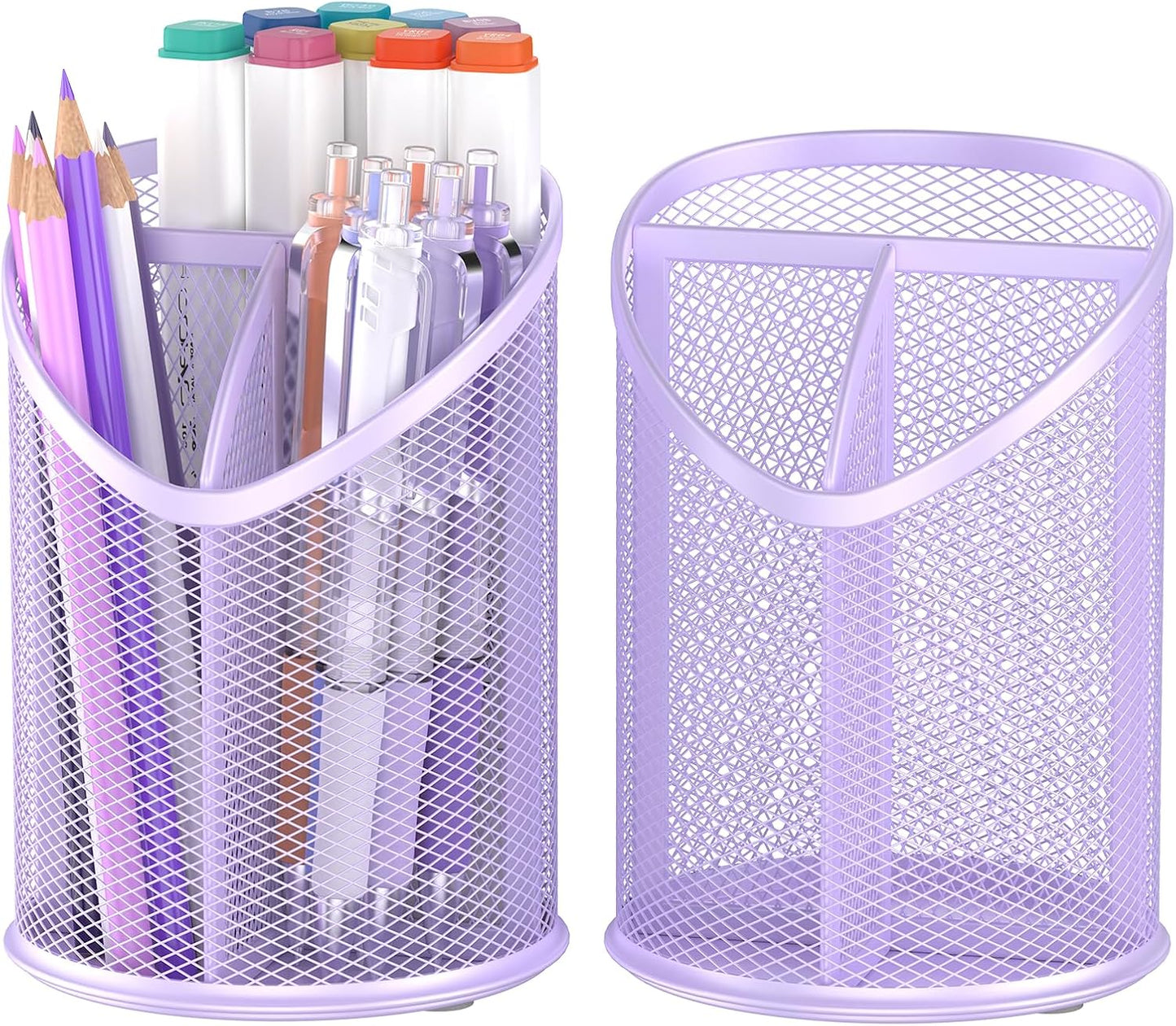 Delifox 2 Pack Pen Holder Mesh Round Pencil (White)