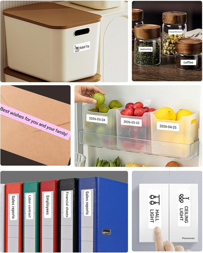 ORGBRO Label Maker Machine with Tape, X1 Portable Bluetooth Mini Label Printer, Support Pre-Cut & Continuous Label, Wireless Small Label Makers with Versatile App for School Home Office Organization