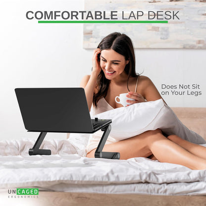 Uncaged Ergonomics WorkEZ Adjustable Laptop Stand for Desk, Laptop Stand Adjustable Height, Foldable Aluminum Cooling Computer Holder & Riser for Desk Bed, White, XL