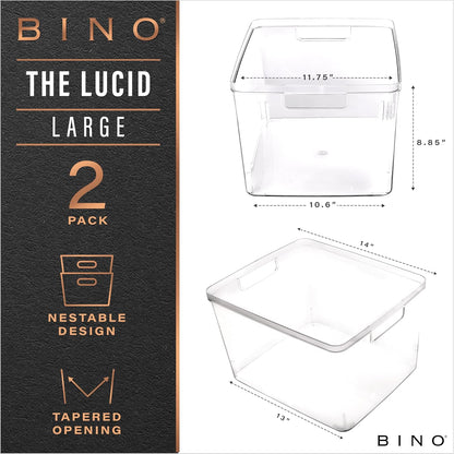 BINO | Plastic Storage Bins, X-Small - 5 Pack | THE LUCID COLLECTION | Multi-Use Built-In Handles BPA-Free Clear Storage Containers | Fridge Organizer | Pantry & Home Organization
