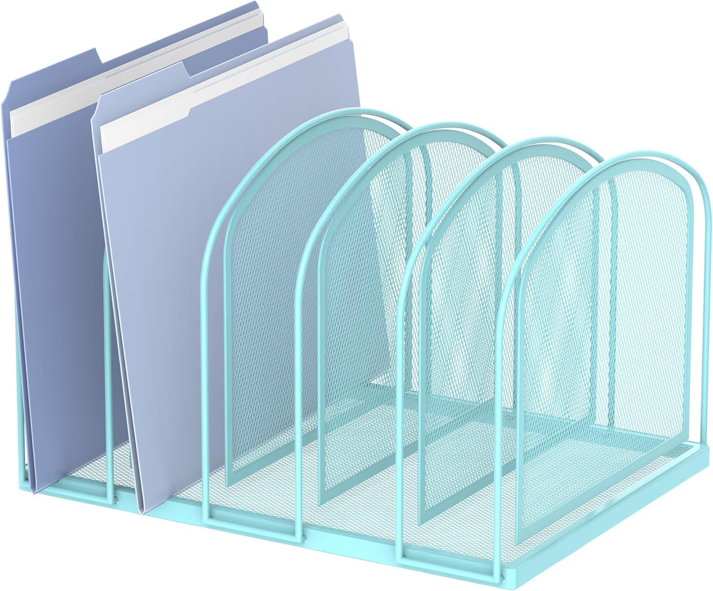 SUPEASY File Organizer for Desk, 5-Section Mesh Desk Organizer, Vertical File Holder Desktop Organizer File Sorter, File Folder Holder for Office Supplies, Black