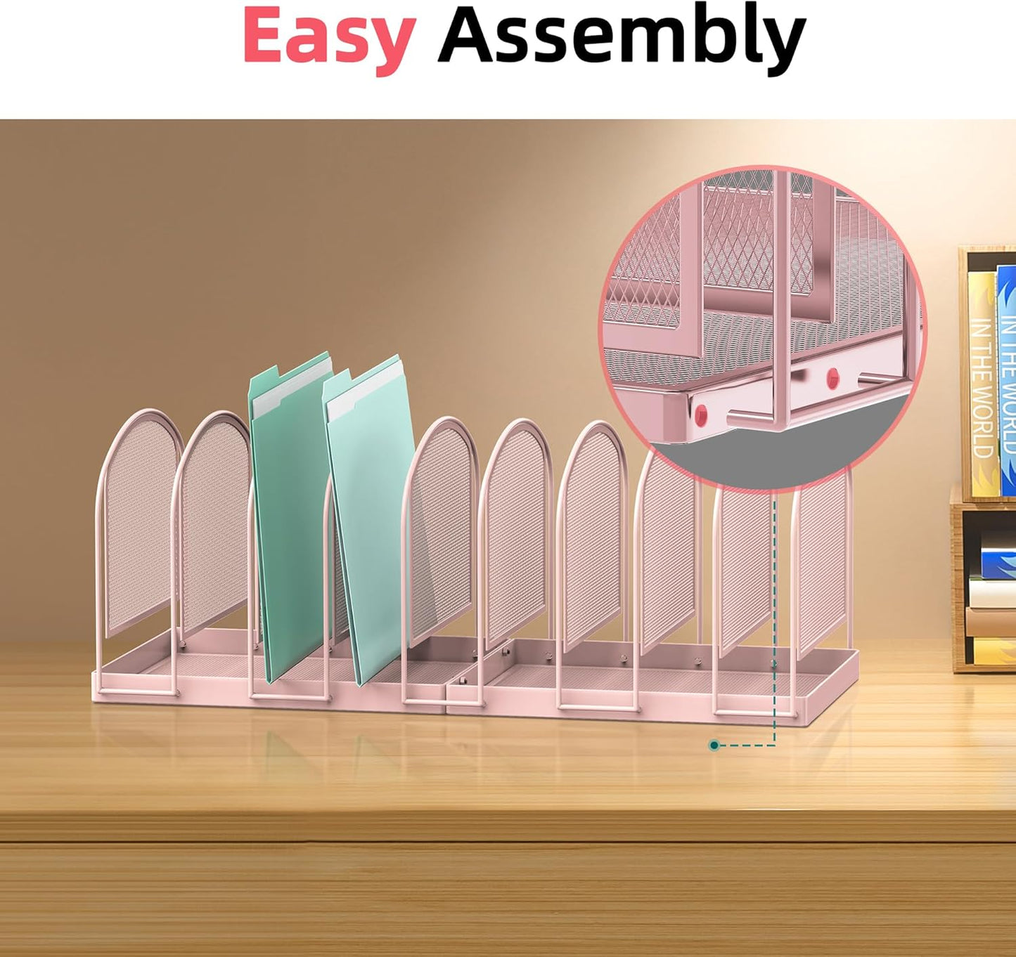 SUPEASY File Organizer for Desk, 5-Section Mesh Desk Organizer, Vertical File Holder Desktop Organizer File Sorter, File Folder Holder for Office Supplies, Black