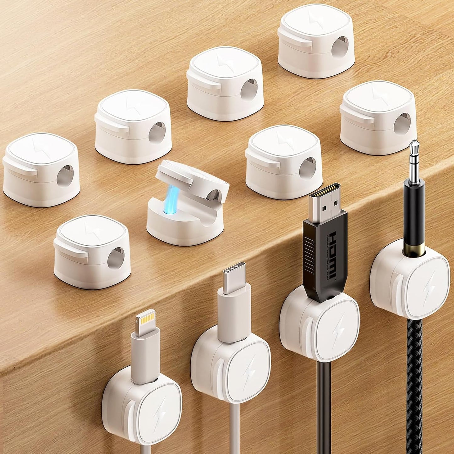 8 Pack Magnetic Cable Clips, Phone Cord Holder for Nightstand, Under Desk Cable Management, Canisflax Adhesive Wire Charging Cord Organizer Keepers Holder for Home Office Car Wall Desktop