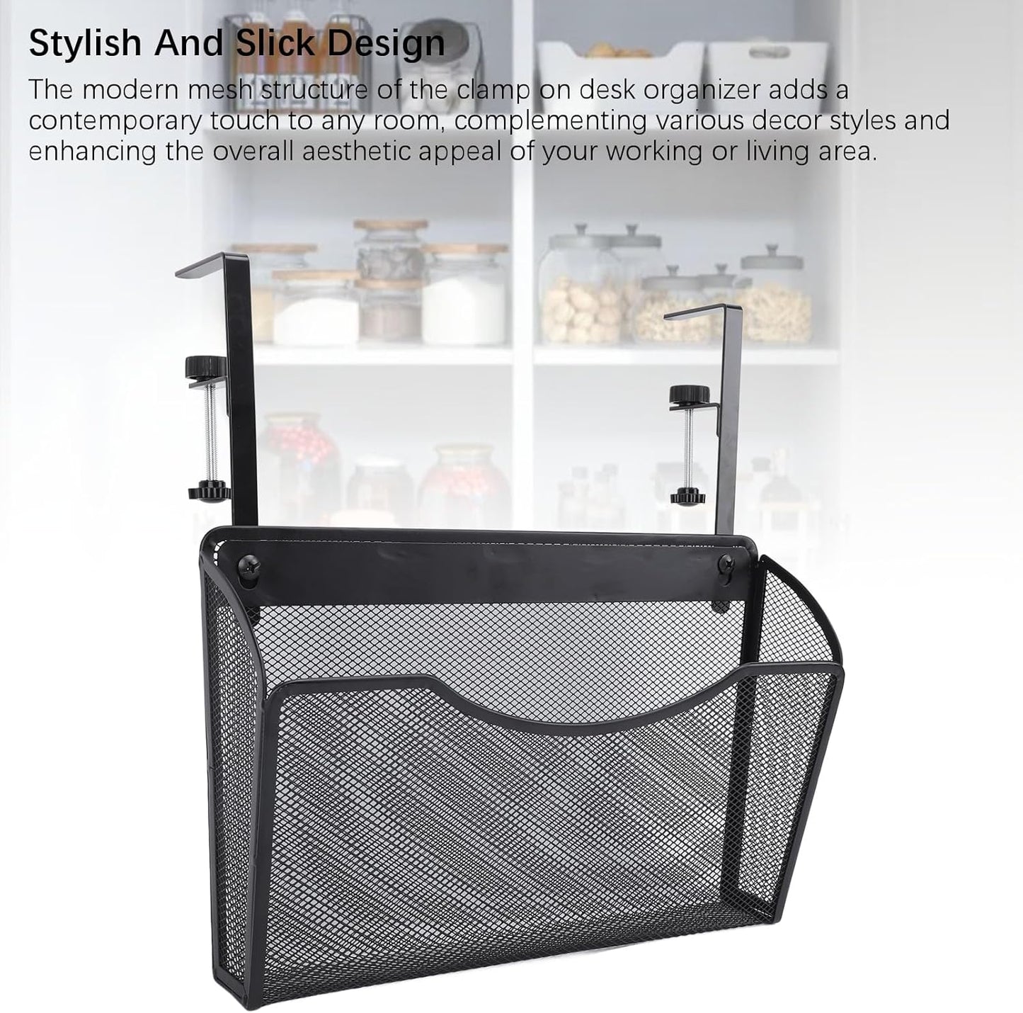 Asixxsix Under Desk Drawer, Desk Side Storage, Hanging Desk Organizer, Clamp On Desk Organizer, Mesh Metal Desk Drawer, Side Desk Organizer for Office and Home (White)
