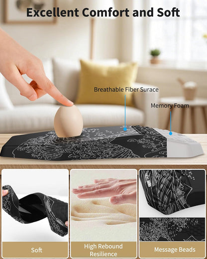 Ergonomic Mouse Pad and Keyboard Wrist Rest Support Set, Massage Design Mousepad for Carpal Tunnel Pain Relief, Memory Foam, Non-Slip PU Base for Computer Desk, Baby Blue