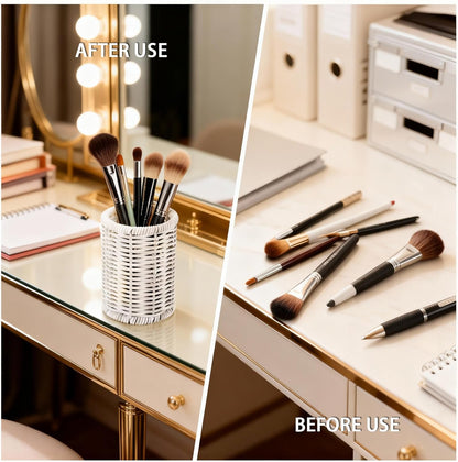 Clear Acrylic Cotton Swab Ball Holder Qtip Organizer with Lid 2-Grid Canister for Make Up Pads, Floss Picks, Vanity Storage,Bath Salts, Cosmetics, Home Bathroom Decor (DP004)
