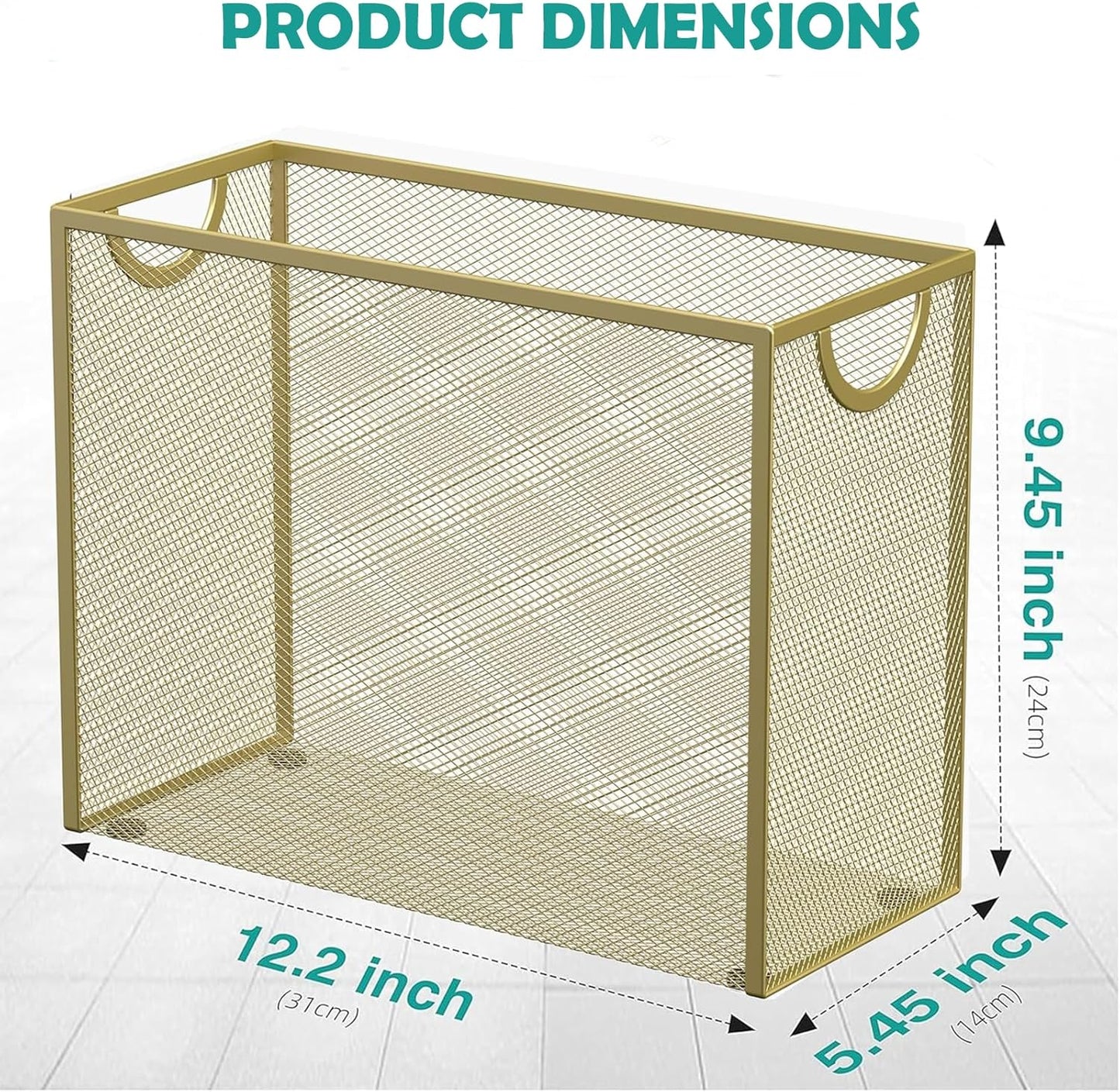 Sinboun Hanging File Organizer Letter-Size File Holder Filing Box Includes 5 Hanging Folders - Metal Mesh Magazine Letter Storage Cabinets File Cart for Office Home School, No Assembly Required