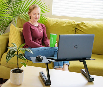 Uncaged Ergonomics WorkEZ Adjustable Laptop Stand for Desk, Laptop Stand Adjustable Height, Foldable Aluminum Cooling Computer Holder & Riser for Desk Bed, White, XL
