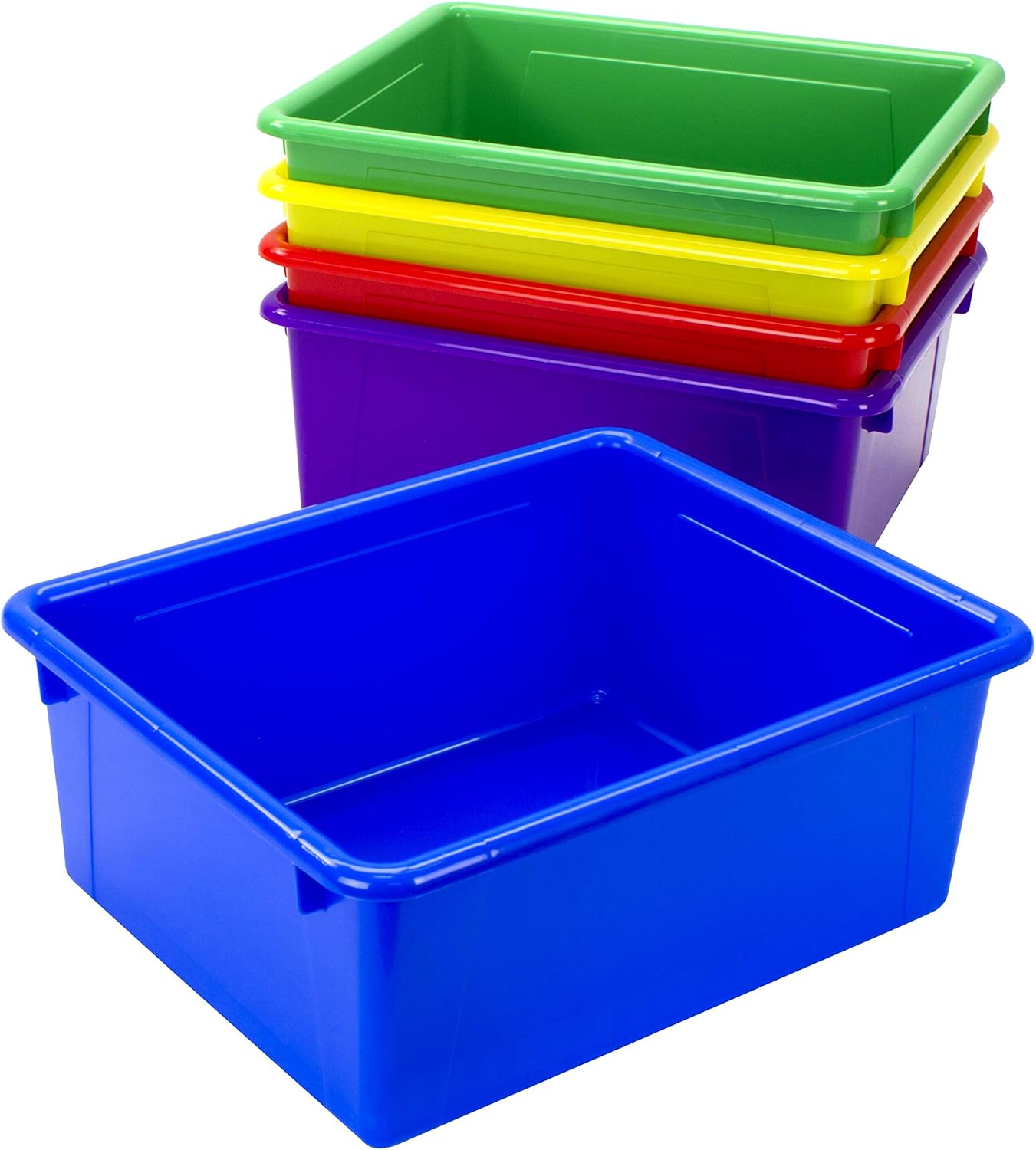 Storex Letter Size Flat Storage Tray – Organizer Bin for Classroom, Office and Home, Clear, 5-Pack (62531A05C), 10 x 13 x 3 Inches