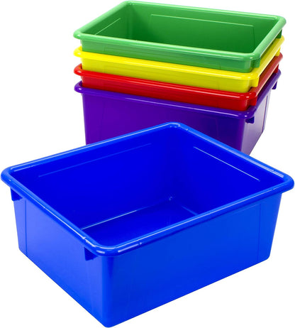 Storex Letter Size Flat Storage Tray – Organizer Bin for Classroom, Office and Home, Clear, 5-Pack (62531A05C), 10 x 13 x 3 Inches