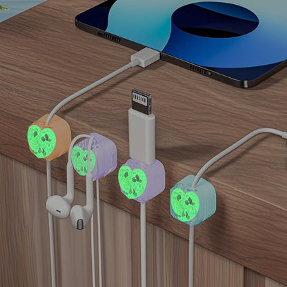 9Pack Magnetic Cable Clips for Nightstand, Adhesive Night-Glowing Cord Holder Organizer for Office Home Desk Wall Car (Star Cat Strawberry)