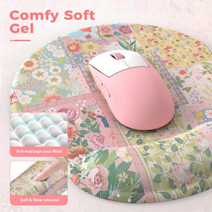 iLeadon Mouse Pad and Keyboard Wrsit Rest, Anti-Fatigue Gel Wrist Rest for Keyboard, Mouse Pad Set for Computer Women Office (Pink Floral)